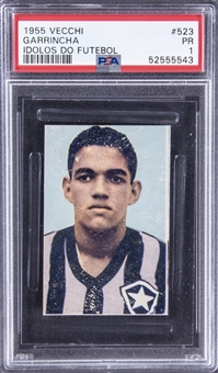 1955 Vecchi Idolos Do Futebol #523 Garrincha Rookie Card - PSA PR 1
